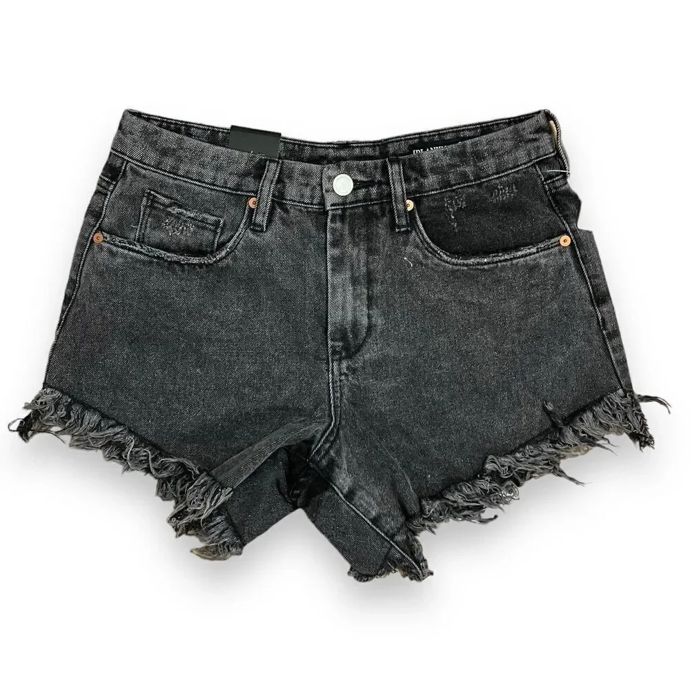 Blank NYC Shorts‎ Women’s 28 Black Cutoff Distressed Denim Dark Wash